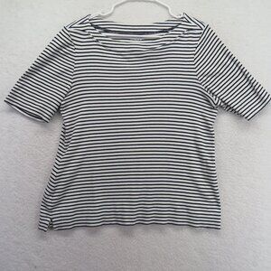 Chicos Shirt‎ Womens Size Large Black White Striped Top100% Pima Cotton
